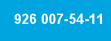 926 007-54-11 926 007-54-11